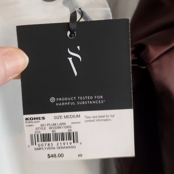 NWT Chestnut Brown Simply Vera VeraWang button down shirt, size M - Picture 6 of 9